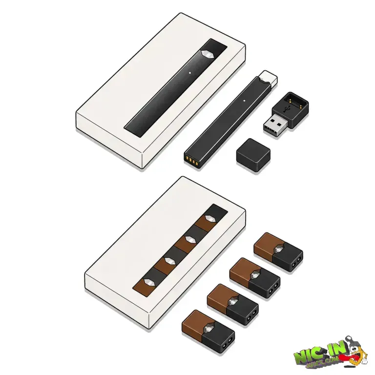 JUUL Black Starter Kit - バージニアタバコポッド付き 50MG 2.8mL 800